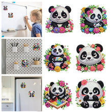 Load image into Gallery viewer, 6Pcs Acrylic 2D Flat Pandas Diamond Painting Fridge Magnet for Fridge Whiteboard
