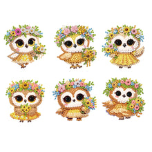Load image into Gallery viewer, 6Pcs Acrylic 2D Flat Owl Girl Diamond Painting Fridge Magnet for Whiteboard
