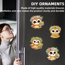 Load image into Gallery viewer, 6Pcs Acrylic 2D Flat Owl Girl Diamond Painting Fridge Magnet for Whiteboard

