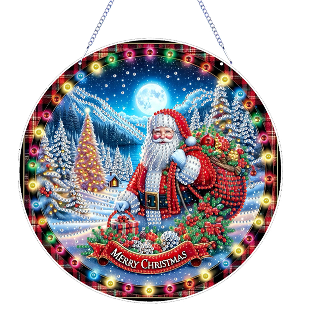 Xmas Santa Claus Theme 2D Flat DIY Diamond Art Pendant Wall Door Decoration Christmas