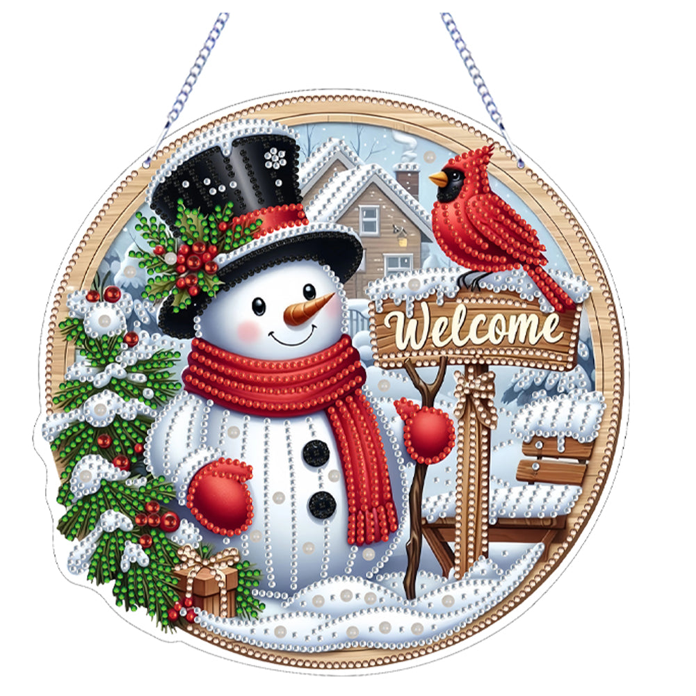 Xmas Cardinal Theme 2D Flat DIY Diamond Art Pendant Wall Door Decoration Christmas