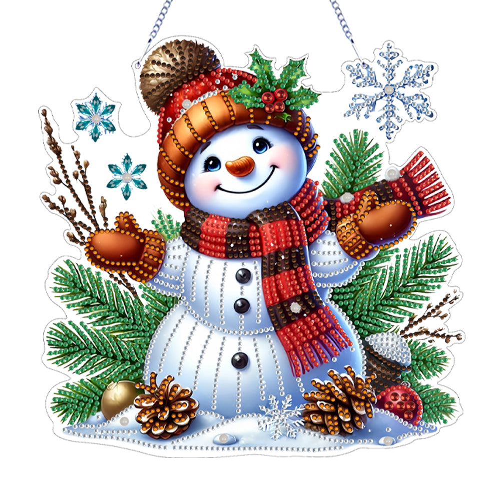 Xmas Snowman Theme 2D Flat DIY Diamond Art Pendant Wall Door Decoration Christmas