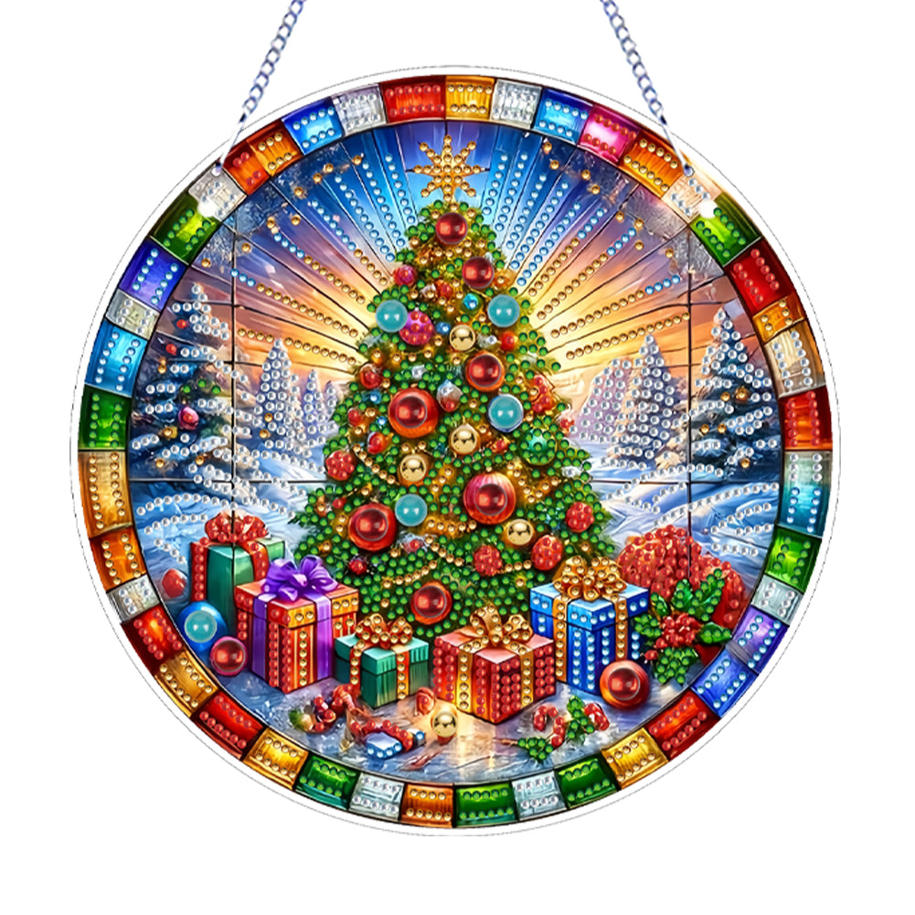 Xmas Tree Theme 2D Flat DIY Diamond Painting Art Pendant Wall Door Decoration Christmas