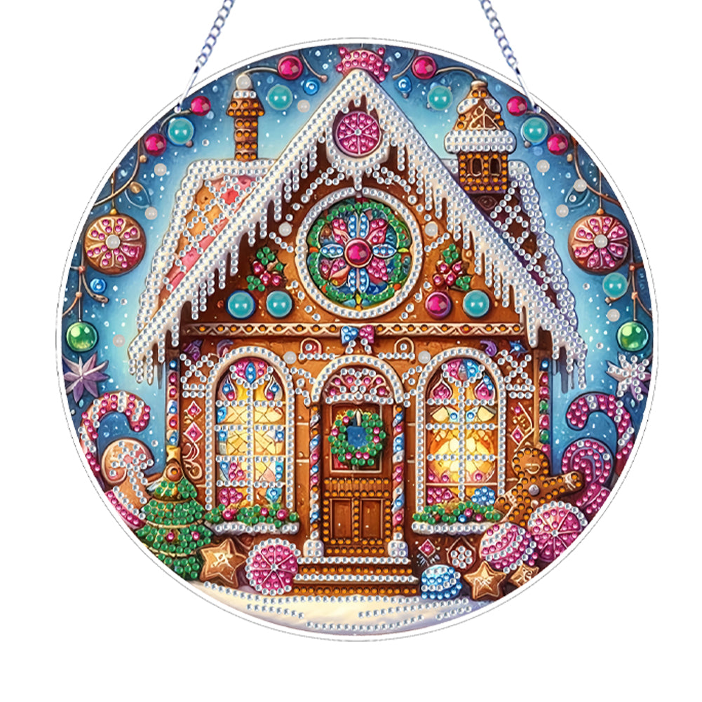 Xmas House Theme 2D Flat DIY Diamond Painting Art Pendant Wall Door Decoration Christmas