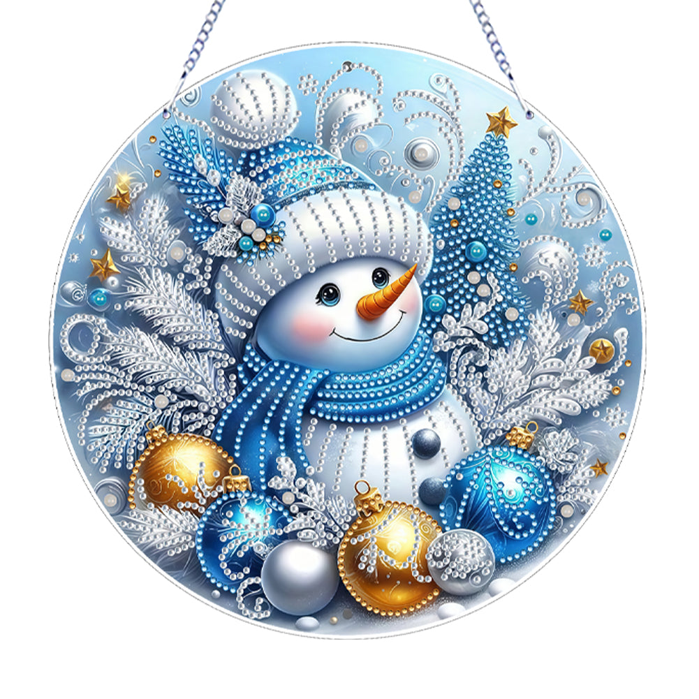 Xmas Snowman Theme 2D Flat DIY Diamond Art Pendant Wall Door Decoration Christmas