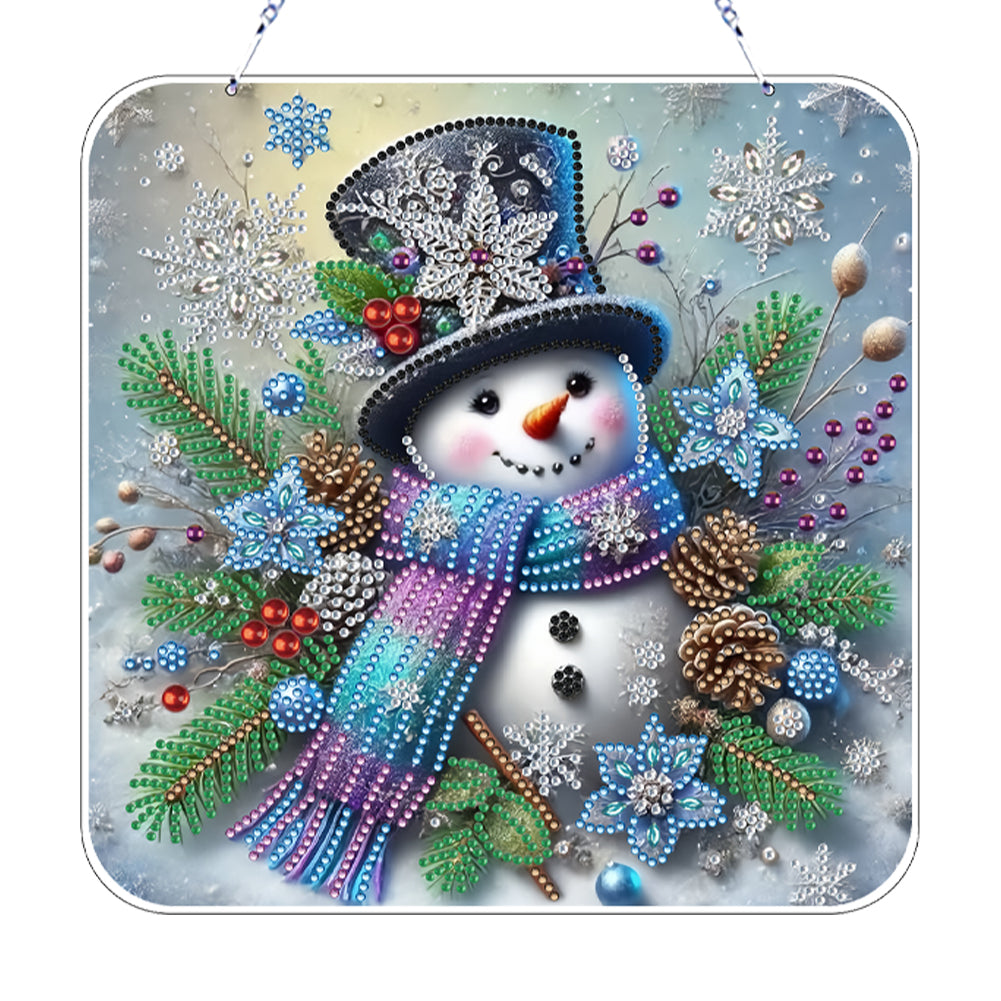 Xmas Snowman Theme 2D Flat DIY Diamond Art Pendant Wall Door Decoration Christmas