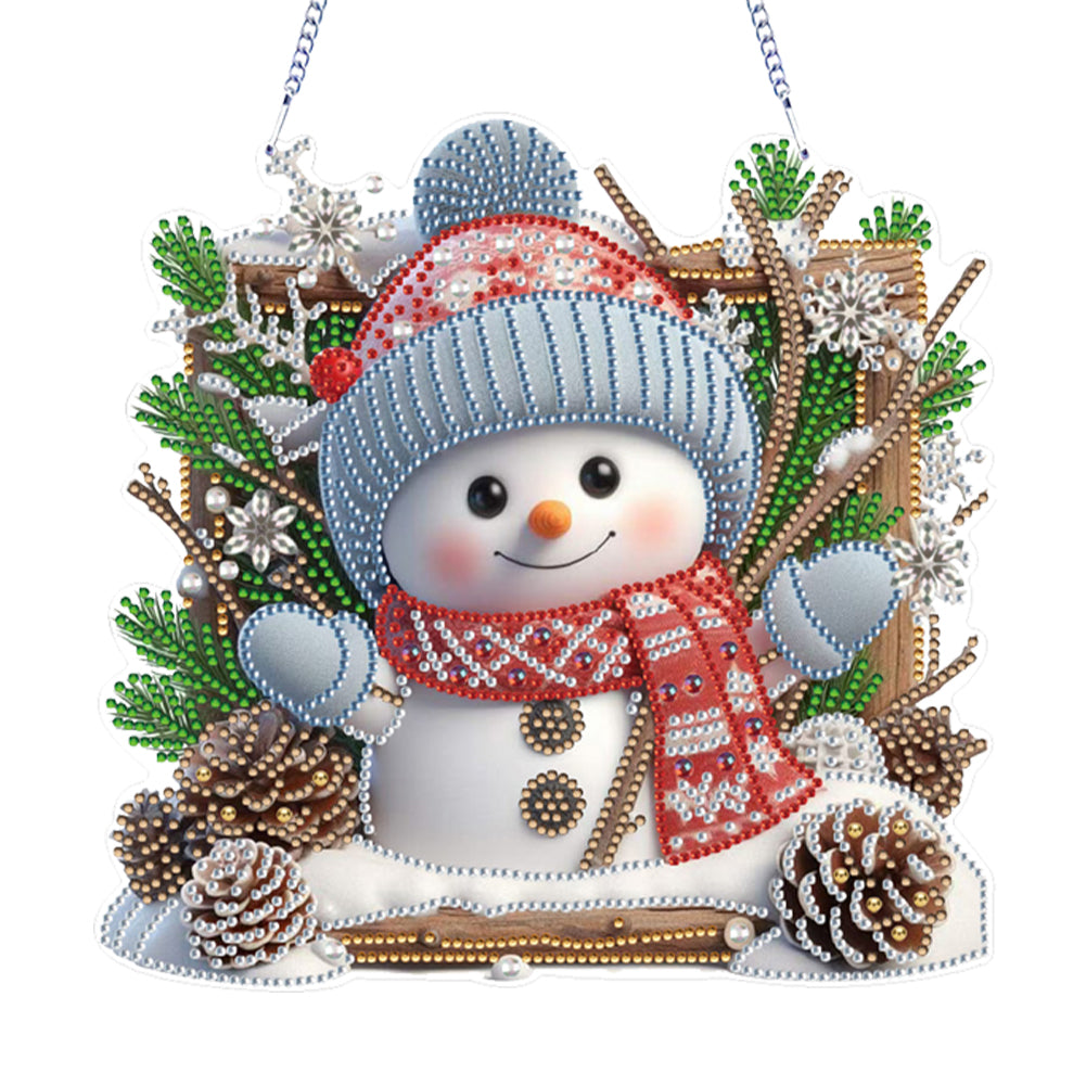 Xmas Snowman Theme 2D Flat DIY Diamond Art Pendant Wall Door Decoration Christmas