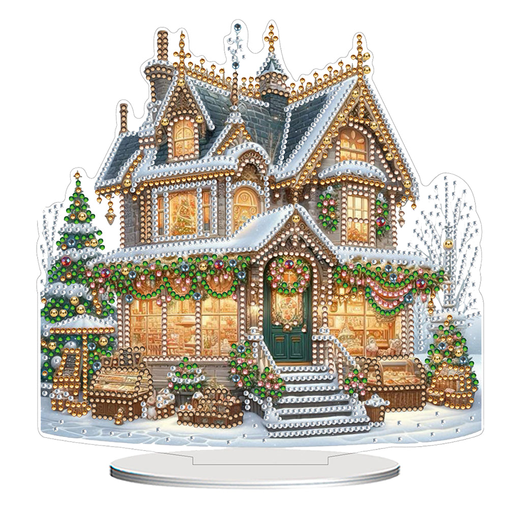 2D Flat Print Xmas House DIY Diamond Painting Desktop Decorations for Home Christmas