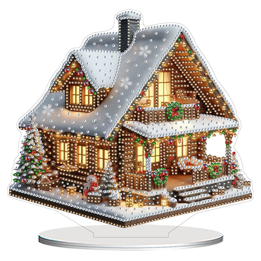 2D Flat Print Xmas House DIY Diamond Painting Desktop Decorations for Home Christmas