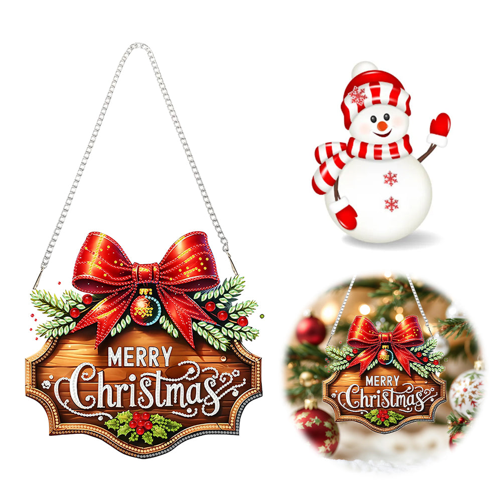 Xmas Theme 2D/Flat DIY Diamond Painting Art Pendant Wall Door Decoration