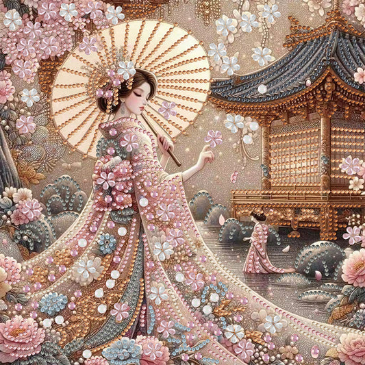 Diamond Painting - Partial Special Shaped - Japanese Girl (30*30CM)