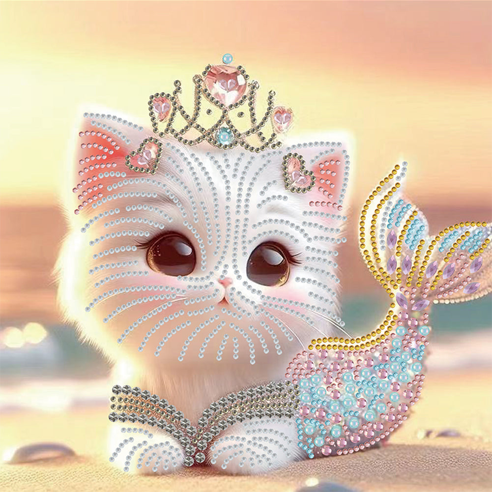 Diamond Painting - Partial Special Shaped - Mermaid Cat (30*30CM)