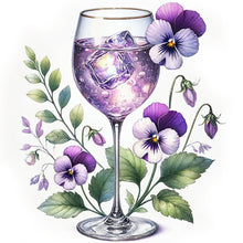 Load image into Gallery viewer, Diamond Painting - Full Round - Wine Glass And Purple Flower (30*30CM)
