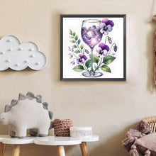 Load image into Gallery viewer, Diamond Painting - Full Round - Wine Glass And Purple Flower (30*30CM)
