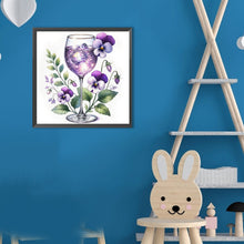 Load image into Gallery viewer, Diamond Painting - Full Round - Wine Glass And Purple Flower (30*30CM)
