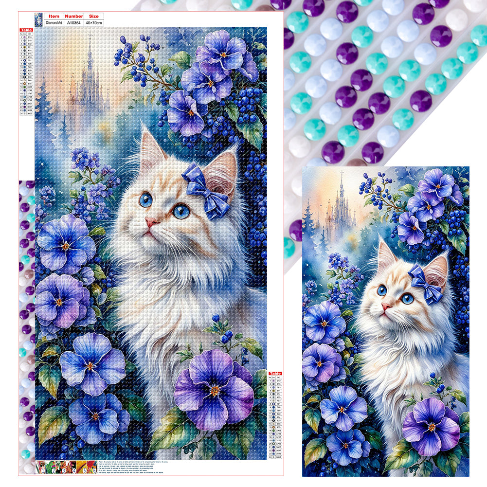 Diamond Painting - Full Round - Cat And Flower (40*70CM)