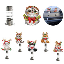 Load image into Gallery viewer, 5pcs 2D Flat Xmas Cat DIY Diamond Painting Shake Car Ornaments for Center Console
