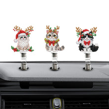 Load image into Gallery viewer, 5pcs 2D Flat Xmas Cat DIY Diamond Painting Shake Car Ornaments for Center Console
