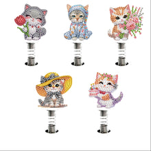 Load image into Gallery viewer, 5pcs 2D Flat Cat DIY Diamond Painting Shake Car Ornaments for Center Console
