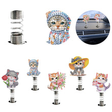 Load image into Gallery viewer, 5pcs 2D Flat Cat DIY Diamond Painting Shake Car Ornaments for Center Console
