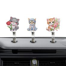 Load image into Gallery viewer, 5pcs 2D Flat Cat DIY Diamond Painting Shake Car Ornaments for Center Console
