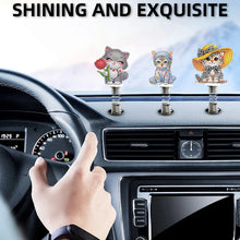 Load image into Gallery viewer, 5pcs 2D Flat Cat DIY Diamond Painting Shake Car Ornaments for Center Console
