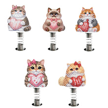 Load image into Gallery viewer, 5pcs 2D Flat Love Cat DIY Diamond Painting Shake Car Ornaments for Center Console
