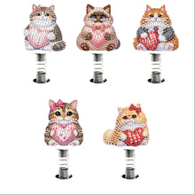 Load image into Gallery viewer, 5pcs 2D Flat Love Cat DIY Diamond Painting Shake Car Ornaments for Center Console
