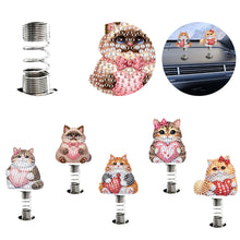 Load image into Gallery viewer, 5pcs 2D Flat Love Cat DIY Diamond Painting Shake Car Ornaments for Center Console
