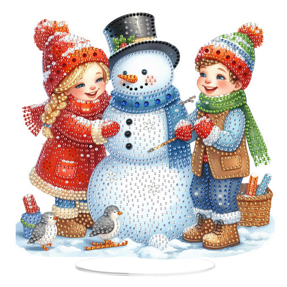 2D Flat Print Xmas Snowman DIY Table Top Diamond Painting Ornament Kits Christmas