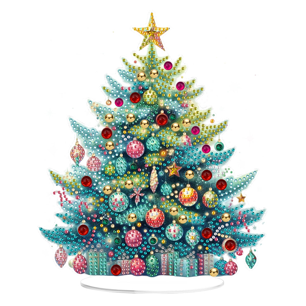 2D Flat Print Xmas Tree DIY Table Top Diamond Painting Ornament Kits for Decor Christmas