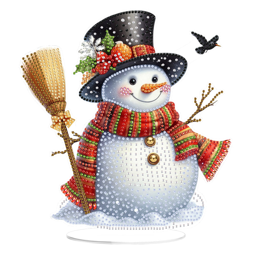 2D Flat Print Xmas Snowman DIY Table Top Diamond Painting Ornament Kits Christmas