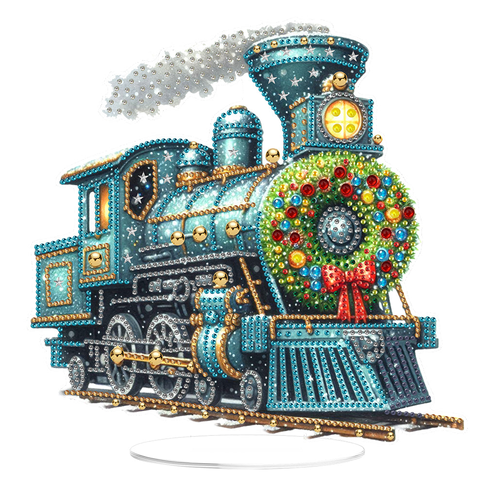 2D Flat Print Xmas Train DIY Table Top Diamond Painting Ornament Kits for Decor Christmas