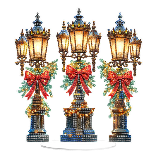 2D Flat Print Xmas Street Lamp DIY Table Top Diamond Painting Ornament Kits Christmas