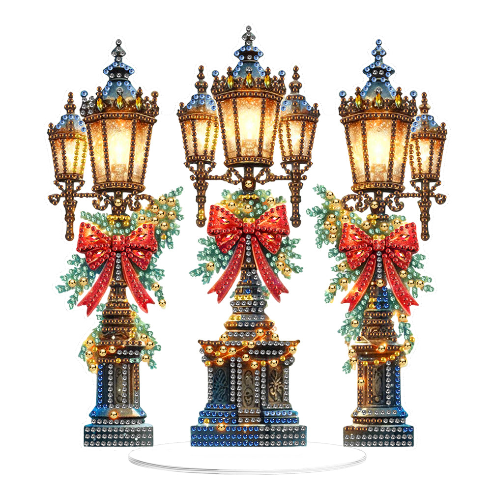 2D Flat Print Xmas Street Lamp DIY Table Top Diamond Painting Ornament Kits Christmas