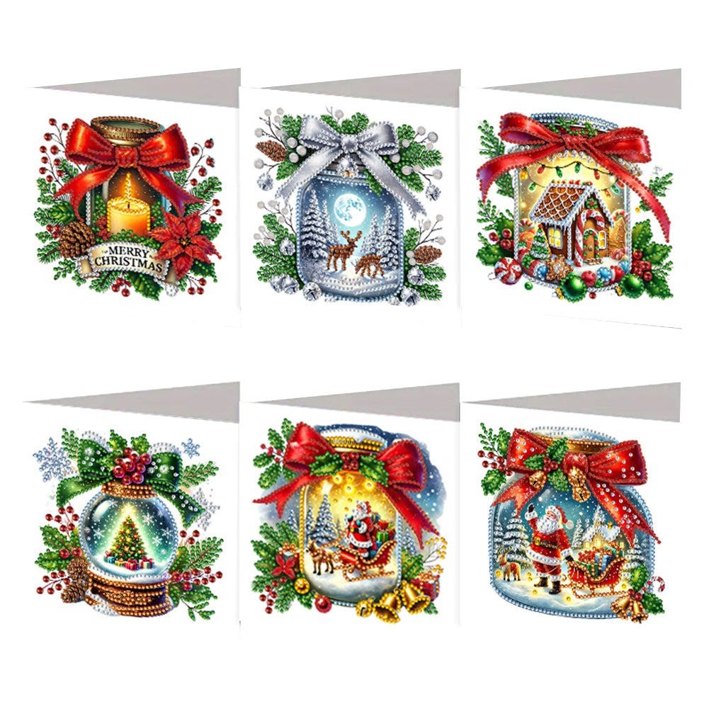 6PCS Merry Christmas DIY Diamond Art Greeting Cards Congratulations Cards