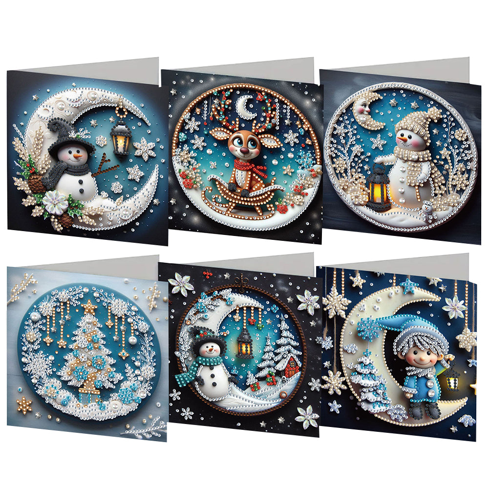 6PCS Christmas DIY Diamond Art Greeting Cards Congratulations Cards & Gifts