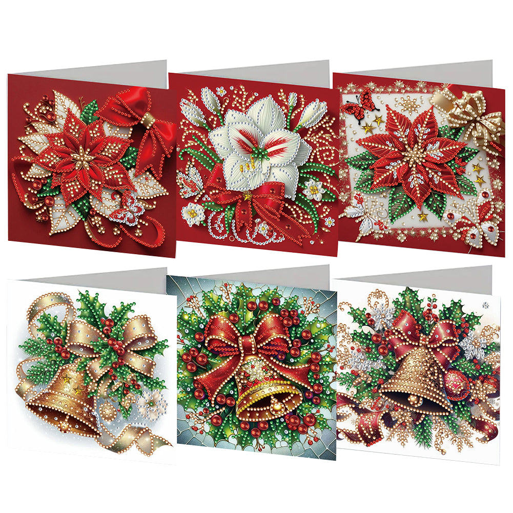 6PCS Xmas Atmosphere DIY Diamond Art Greeting Cards Congratulations Cards Christmas