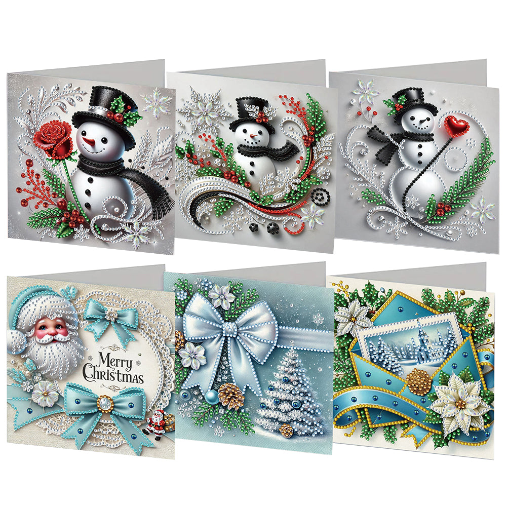 6PCS Christmas DIY Diamond Art Greeting Cards Congratulations Cards & Gifts