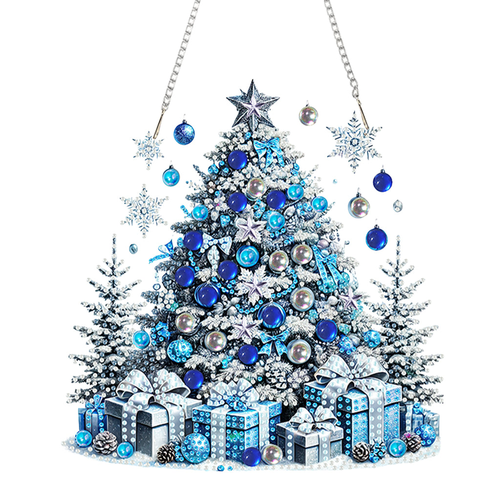 Xmas Snow Tree Theme 2D/Flat DIY Diamond Art Pendant Wall Door Decoration Christmas