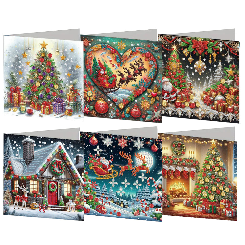 6PCS DIY Christmas Diamond Art Greeting Cards Congratulations Cards & Gifts