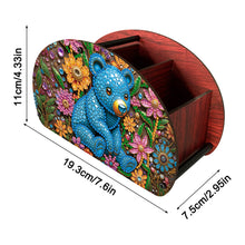 Load image into Gallery viewer, DIY Blue Bear Design Wooden Diamond Painting Makeup Brush Storage Box Organizer
