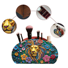Load image into Gallery viewer, DIY Gem Lion Design Wooden Diamond Painting Makeup Brush Storage Box Organizer
