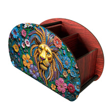 Load image into Gallery viewer, DIY Gem Lion Design Wooden Diamond Painting Makeup Brush Storage Box Organizer
