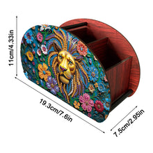 Load image into Gallery viewer, DIY Gem Lion Design Wooden Diamond Painting Makeup Brush Storage Box Organizer
