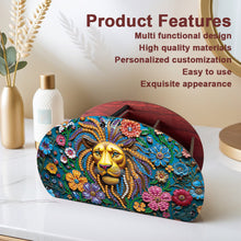 Load image into Gallery viewer, DIY Gem Lion Design Wooden Diamond Painting Makeup Brush Storage Box Organizer
