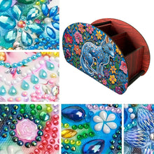 Load image into Gallery viewer, DIY Gem Wolf Design Wooden Diamond Painting Makeup Brush Storage Box Organizer
