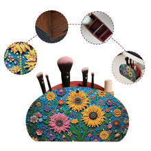 Load image into Gallery viewer, DIY Sunflower Design Wooden Diamond Painting Makeup Brush Storage Box Organizer
