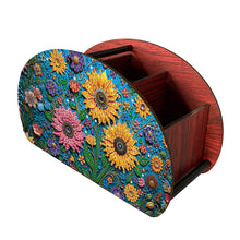 Load image into Gallery viewer, DIY Sunflower Design Wooden Diamond Painting Makeup Brush Storage Box Organizer
