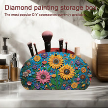 Load image into Gallery viewer, DIY Sunflower Design Wooden Diamond Painting Makeup Brush Storage Box Organizer
